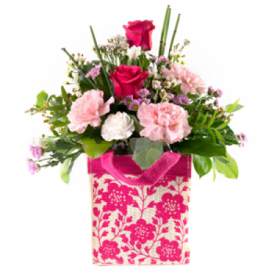 Raspberry Ripple
 - What a cute way to send your message. This little gift bag filled with flowers is simply joyful.
